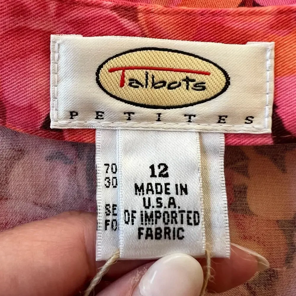 Vintage 90s Talbots Pink Floral Midi Skirt 12P Made In USA